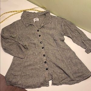 FLAX peplum striped button down tunic